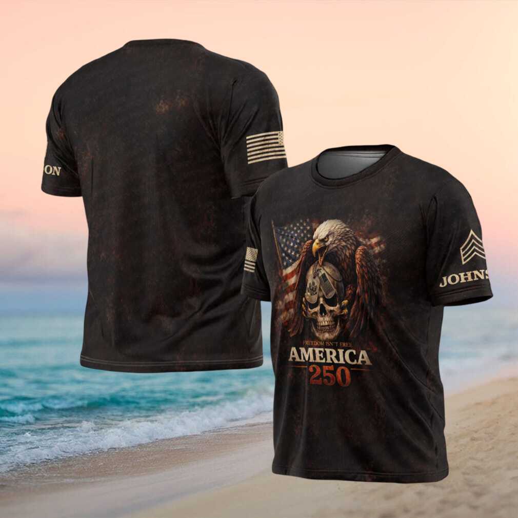 Freedom Isn't Free America 250 Eagle & Skull Patriotic Military Top - Limotees LLC