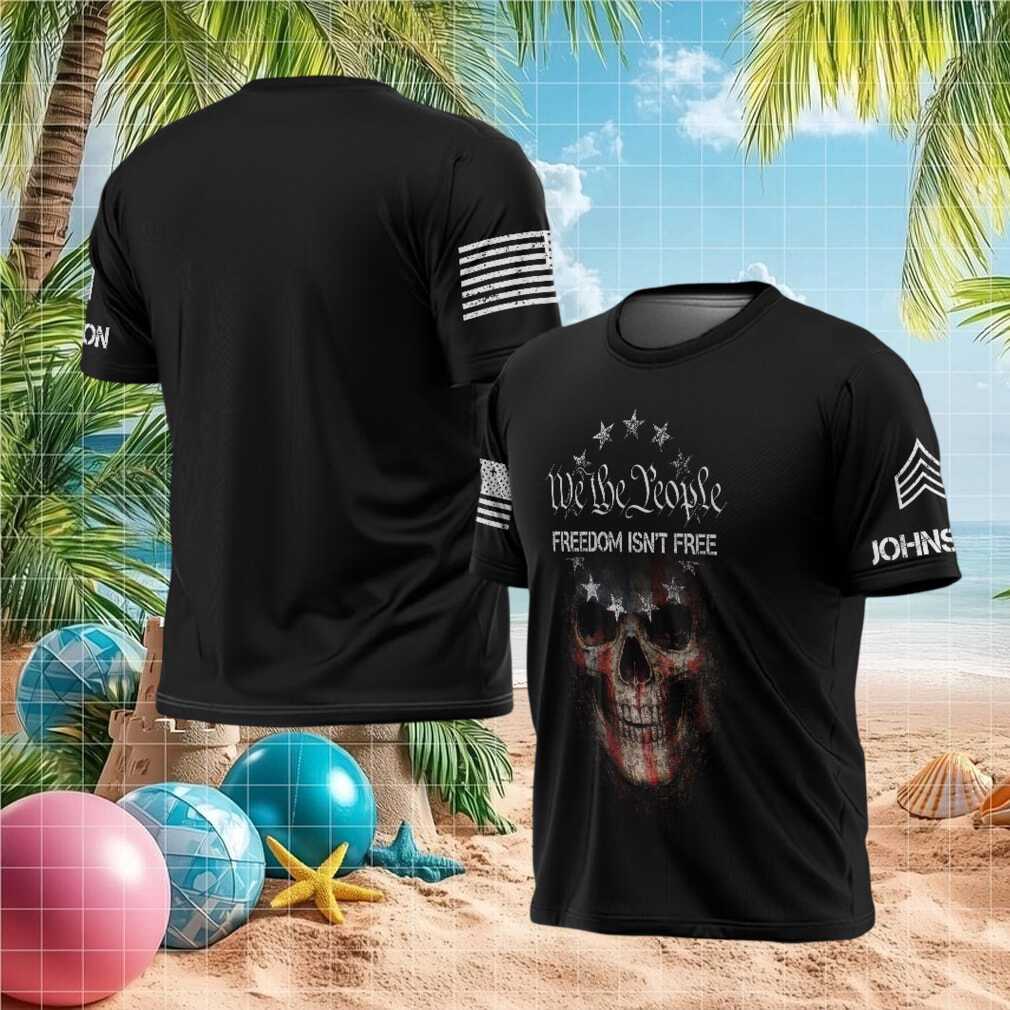 Freedom Isn't Free We The People Patriotic Skull American Flag T Shirt - Limotees LLC