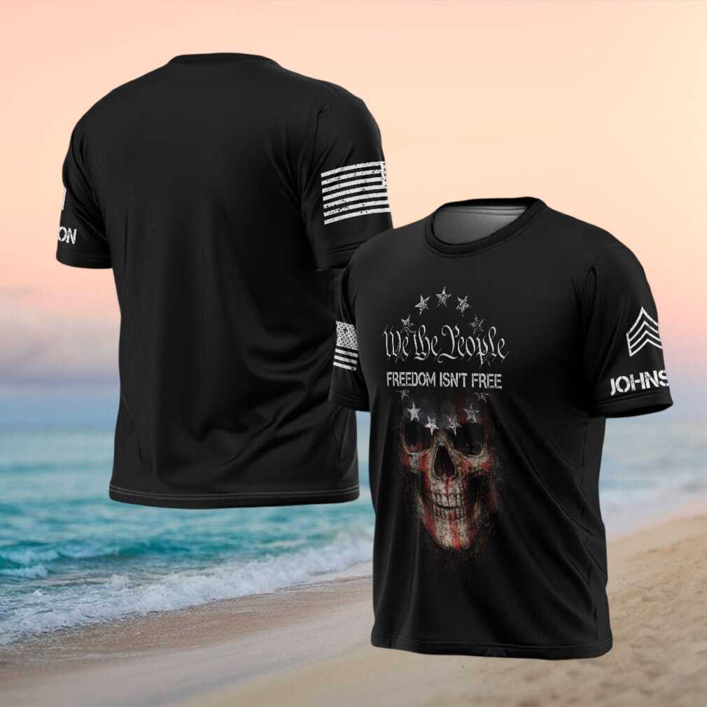Freedom Isn't Free We The People Patriotic Skull American Flag T Shirt - Limotees LLC