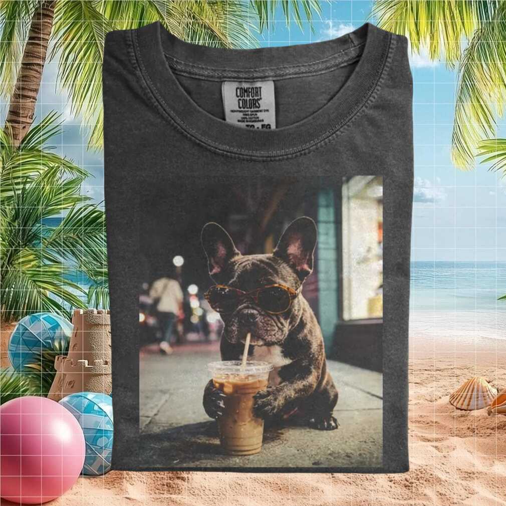 French Bulldog Sunglasses Iced Coffee City Night T Shirt - Limotees LLC