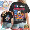 Garfield 250 Years of Freedom American Flag 4th of July T Shirt - Limotees LLC