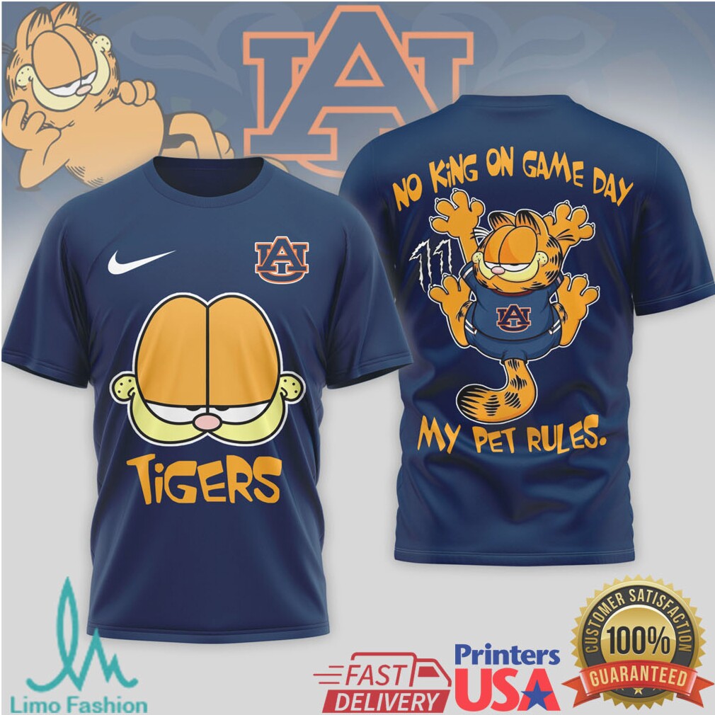 Garfield Auburn Tigers “No King On Game Day” Graphic T Shirt - Limotees LLC