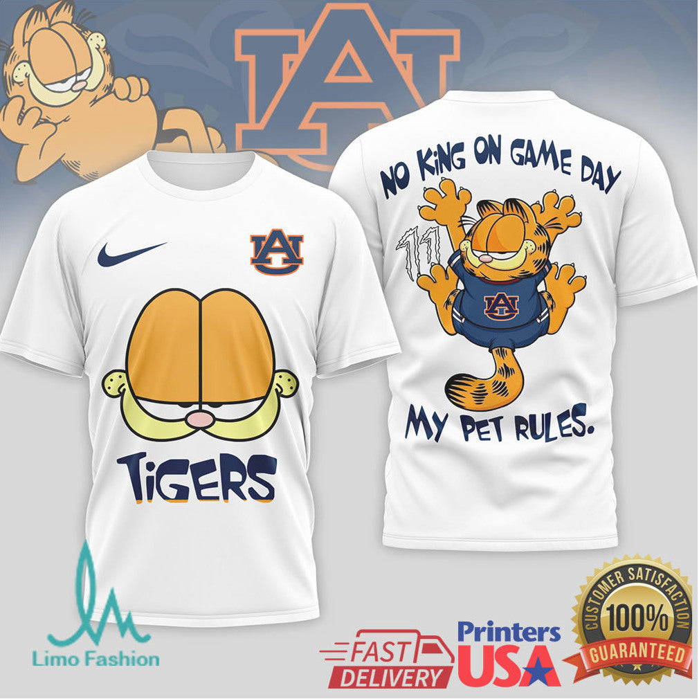 Garfield Auburn Tigers “No King On Game Day” Graphic T Shirt - Limotees LLC
