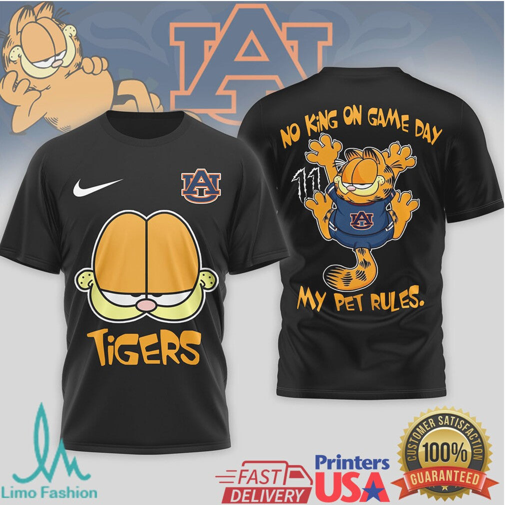 Garfield Auburn Tigers “No King On Game Day” Graphic T Shirt - Limotees LLC