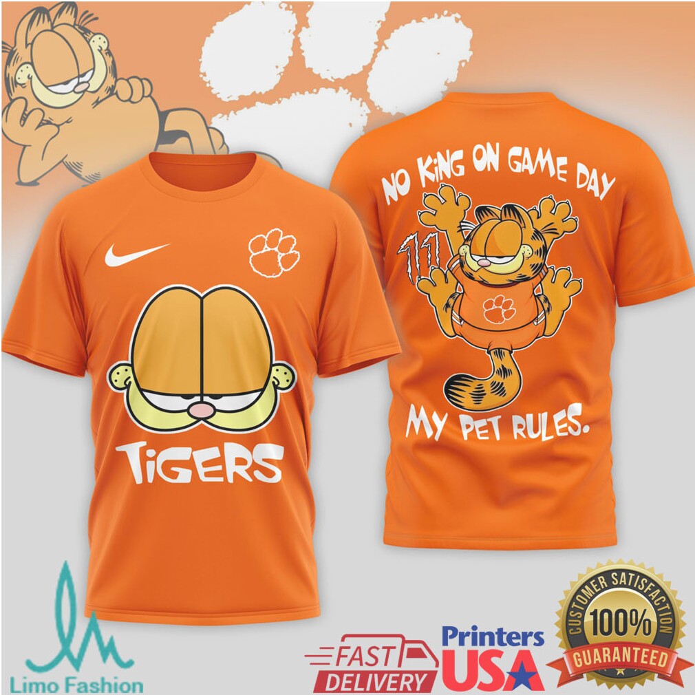 Garfield Clemson Tigers Collegiate “My Pet Rules” Graphic T Shirt - Limotees LLC