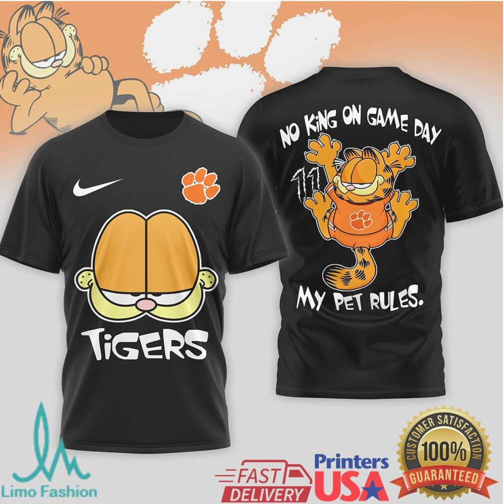 Garfield Clemson Tigers Collegiate “My Pet Rules” Graphic T Shirt - Limotees LLC