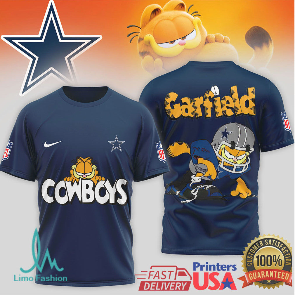 Garfield Dallas Cowboys NFL Character T shirt Retro Style Football T Shirt - Limotees LLC