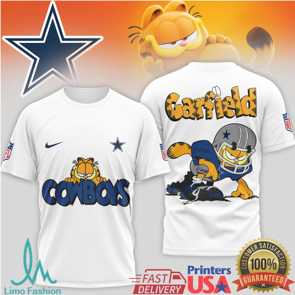 Garfield Dallas Cowboys NFL Character T shirt Retro Style Football T Shirt - Limotees LLC