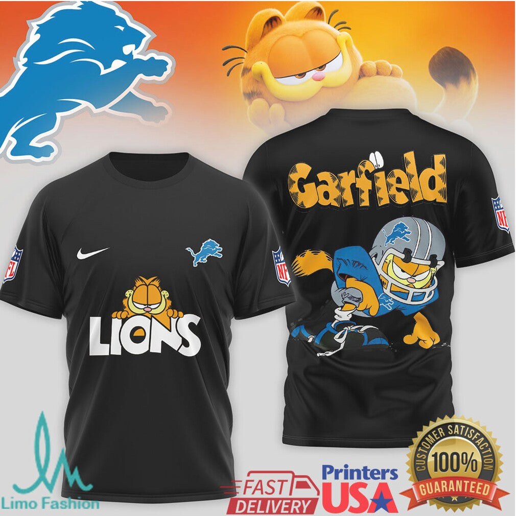 Garfield Detroit Lions NFL Fan Gear T Shirt Funny Character Football Shirt - Limotees LLC