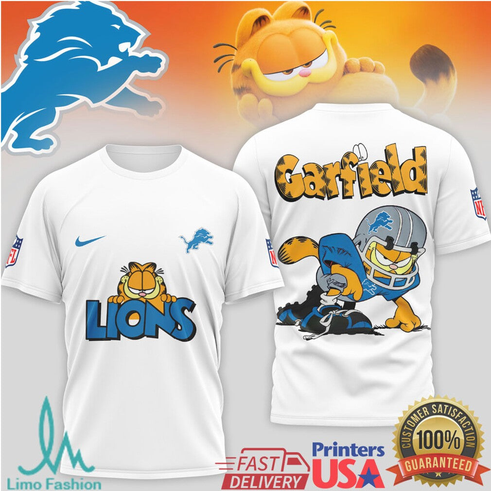 Garfield Detroit Lions NFL Fan Gear T Shirt Funny Character Football Shirt - Limotees LLC