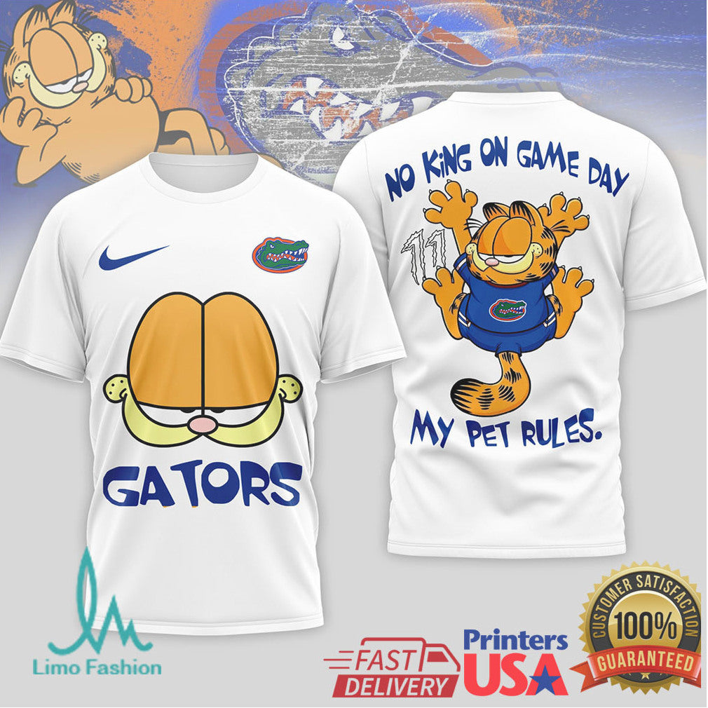 Garfield Florida Gators NCAA “No King On Game Day” T Shirt - Limotees LLC