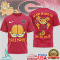 Garfield Georgia Bulldogs “No King On Game Day” Fan T Shirt - Limotees LLC