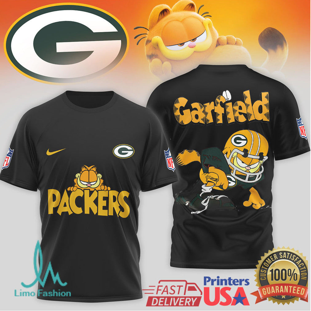Garfield Green Bay Packers NFL Graphic T Shirt Custom Cartoon Football T shirt