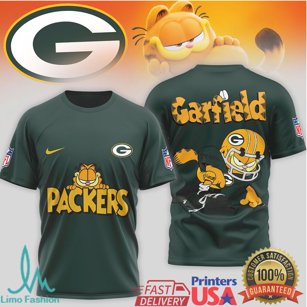 Garfield Green Bay Packers NFL Graphic T Shirt Custom Cartoon Football T shirt