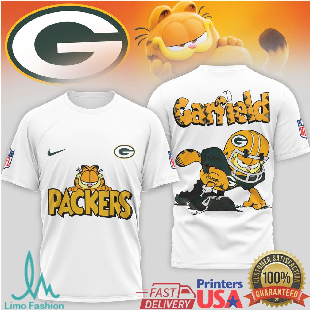 Garfield Green Bay Packers NFL Graphic T Shirt Custom Cartoon Football T shirt