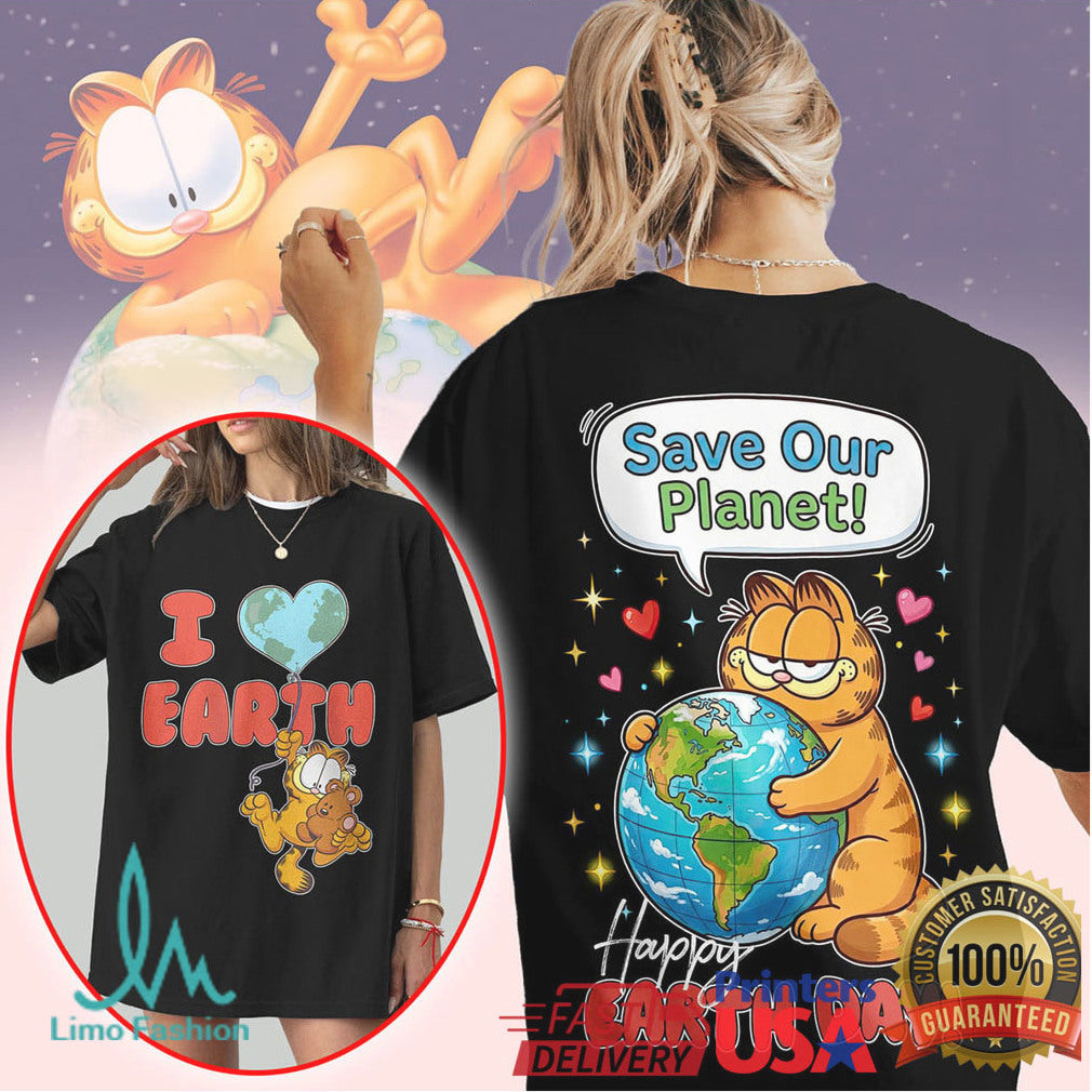 Garfield I Love Earth Save Our Planet Happy Earth Day Cartoon T Shirt - Limotees LLC