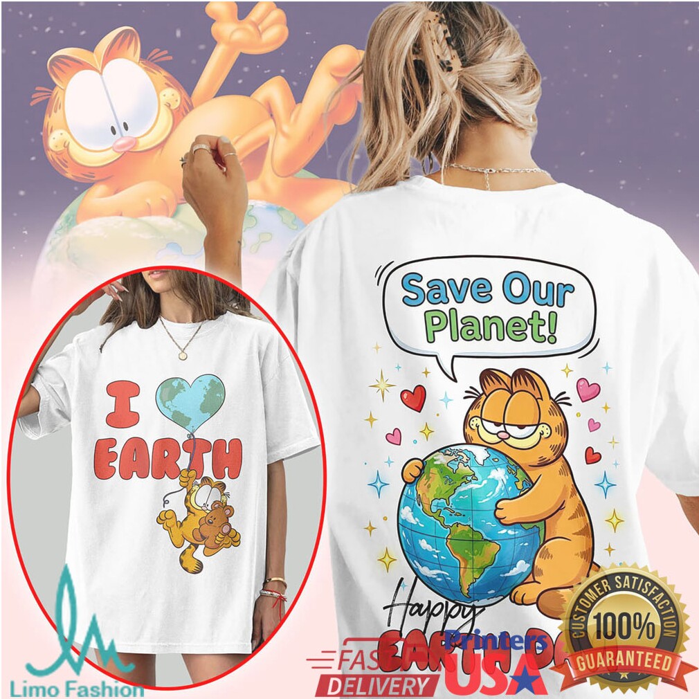 Garfield I Love Earth Save Our Planet Happy Earth Day Cartoon T Shirt - Limotees LLC