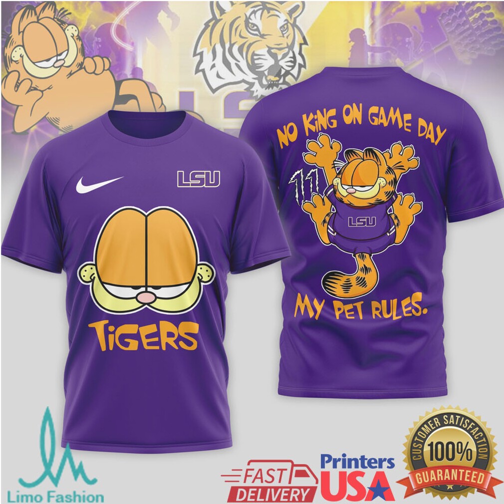 Garfield LSU Tigers “My Pet Rules” Collegiate Graphic T Shirt - Limotees LLC