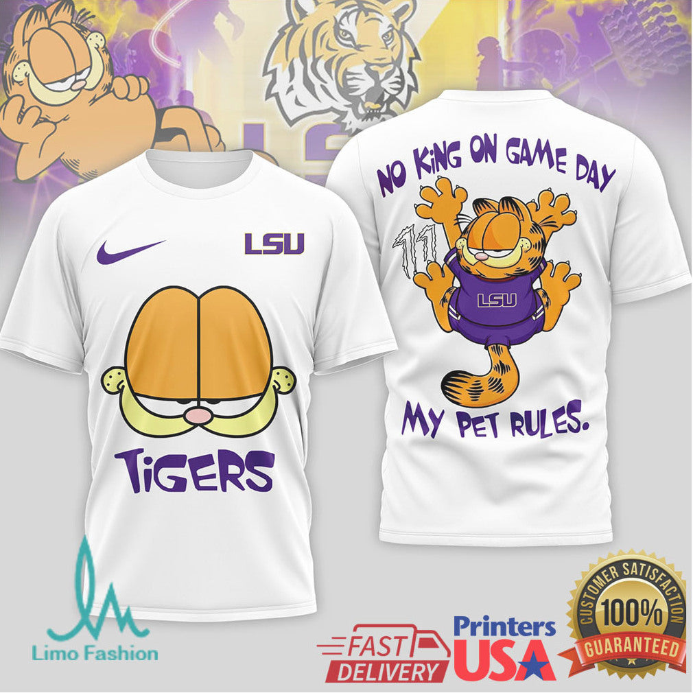 Garfield LSU Tigers “My Pet Rules” Collegiate Graphic T Shirt - Limotees LLC