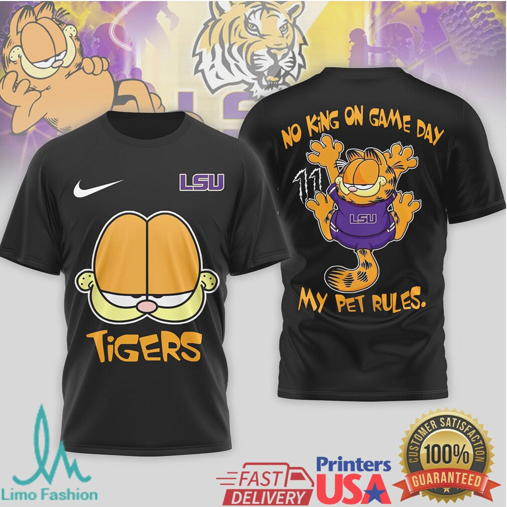 Garfield LSU Tigers “My Pet Rules” Collegiate Graphic T Shirt - Limotees LLC