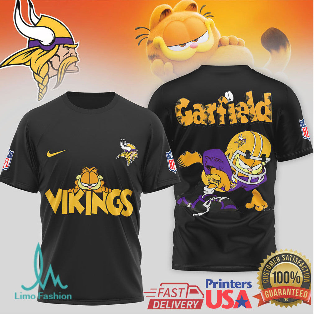 Garfield Minnesota Vikings NFL Character Shirt Purple & Gold Football T shirt - Limotees LLC