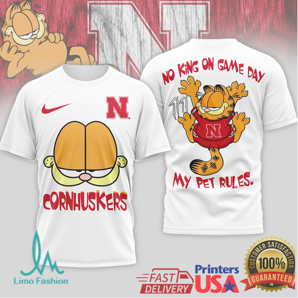 Garfield Nebraska Cornhuskers Funny Game Day Football T Shirt - Limotees LLC