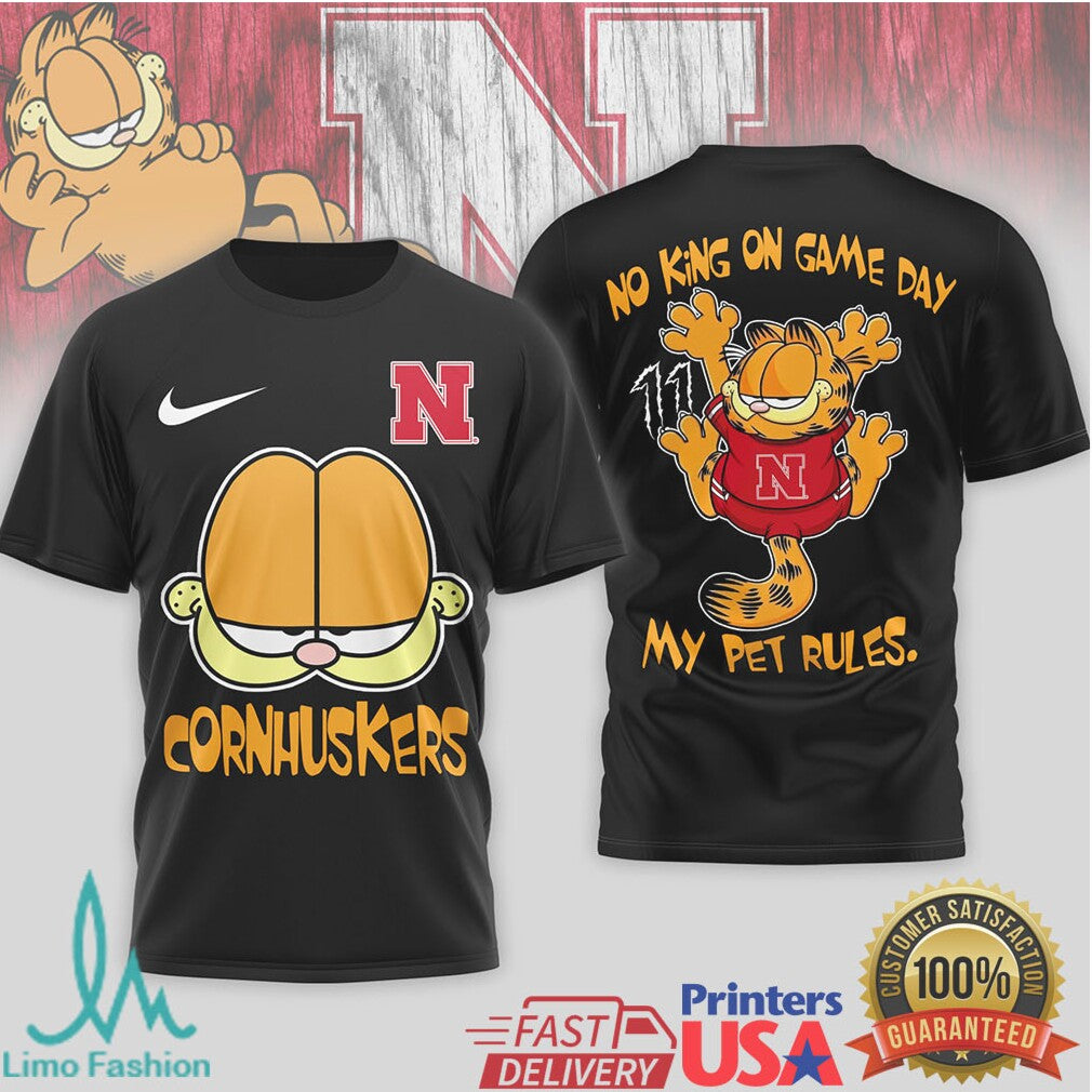 Garfield Nebraska Cornhuskers Funny Game Day Football T Shirt - Limotees LLC