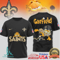 Garfield New Orleans Saints NFL Graphic T Shirt Gold & Black Football Gear - Limotees LLC