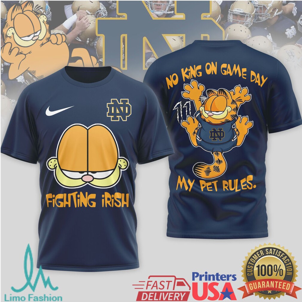 Garfield Notre Dame Fighting Irish Game Day Graphic T Shirt - Limotees LLC