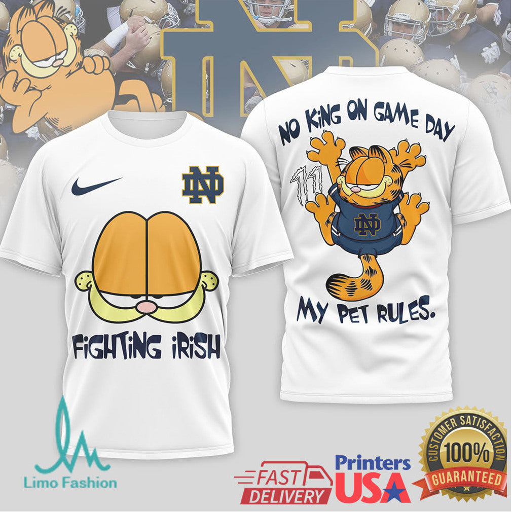Garfield Notre Dame Fighting Irish Game Day Graphic T Shirt - Limotees LLC