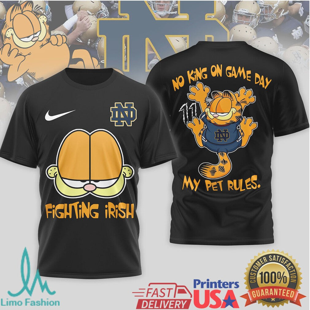 Garfield Notre Dame Fighting Irish Game Day Graphic T Shirt - Limotees LLC