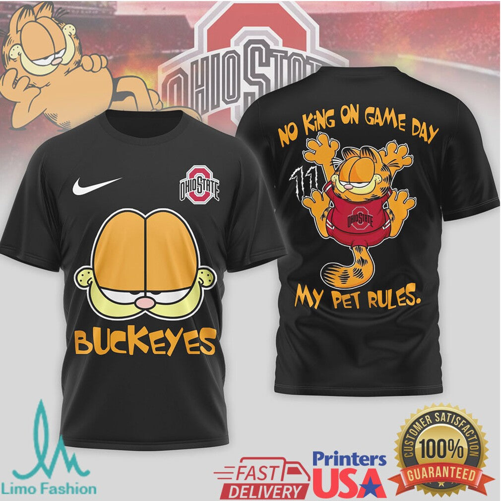 Garfield Ohio State Buckeyes “My Pet Rules” Game Day T Shirt - Limotees LLC