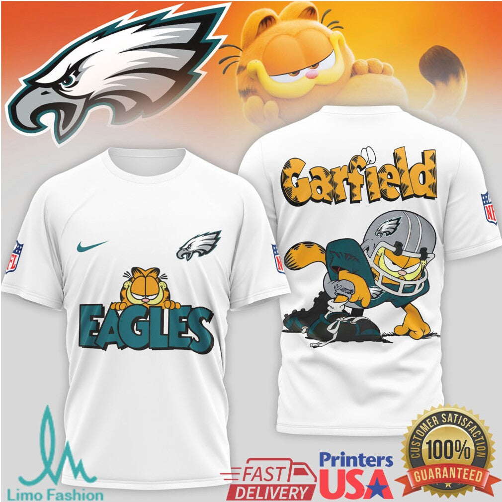 Garfield Philadelphia Eagles NFL Fan T Shirt Custom Cartoon Sports T shirt - Limotees LLC