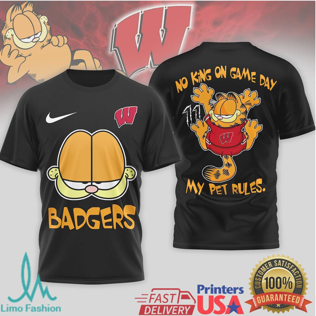 Garfield Wisconsin Badgers “My Pet Rules” Game Day T Shirt - Limotees LLC