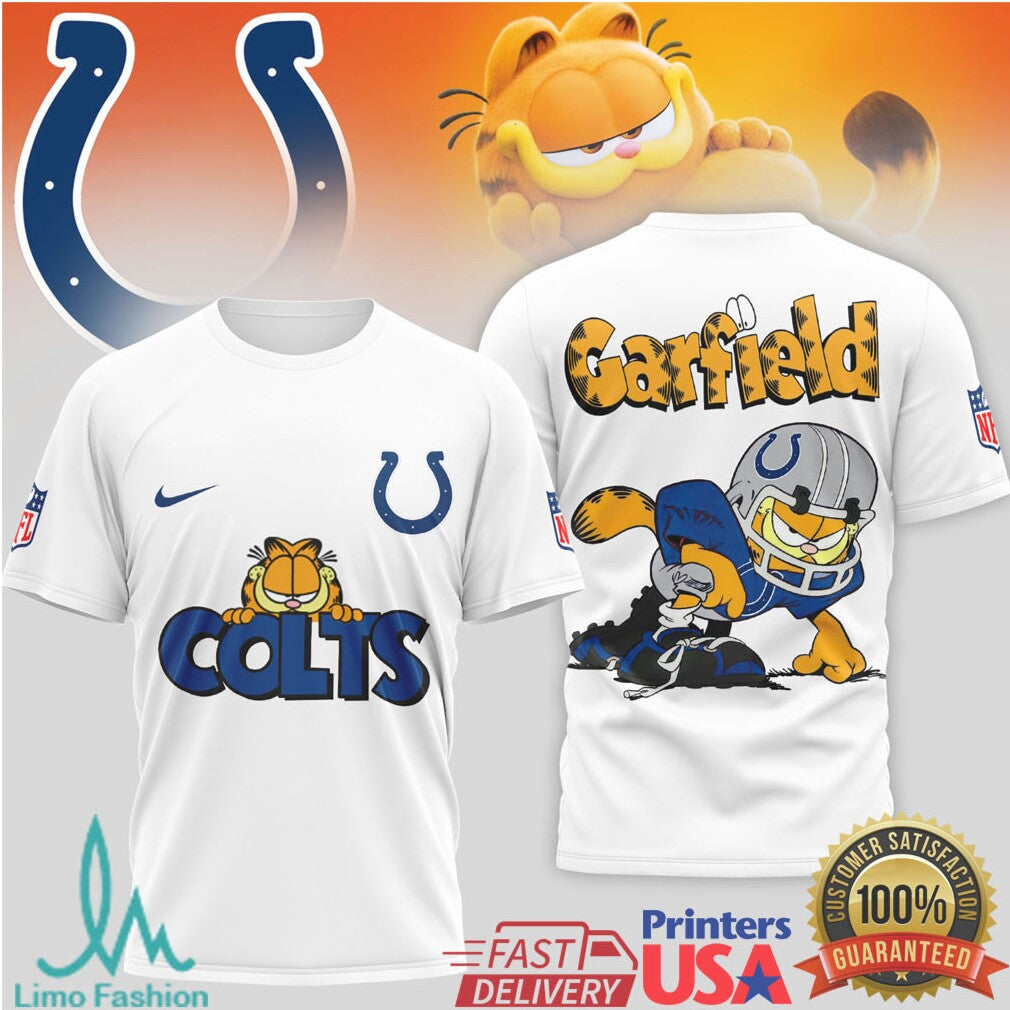 Garfield x Indianapolis Colts NFL Vintage Style Graphic T Shirt - Limotees LLC