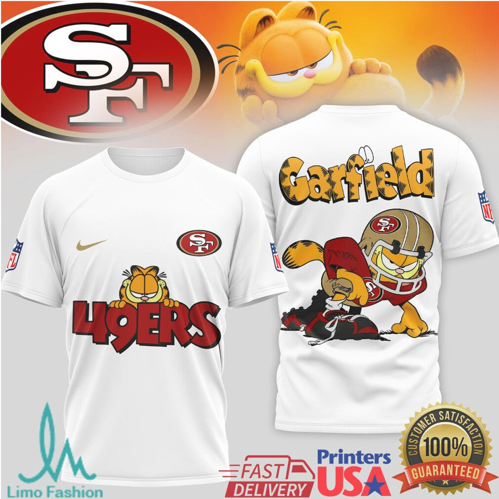 Garfield x San Francisco 49ers NFL Retro Football Graphic T shirt
