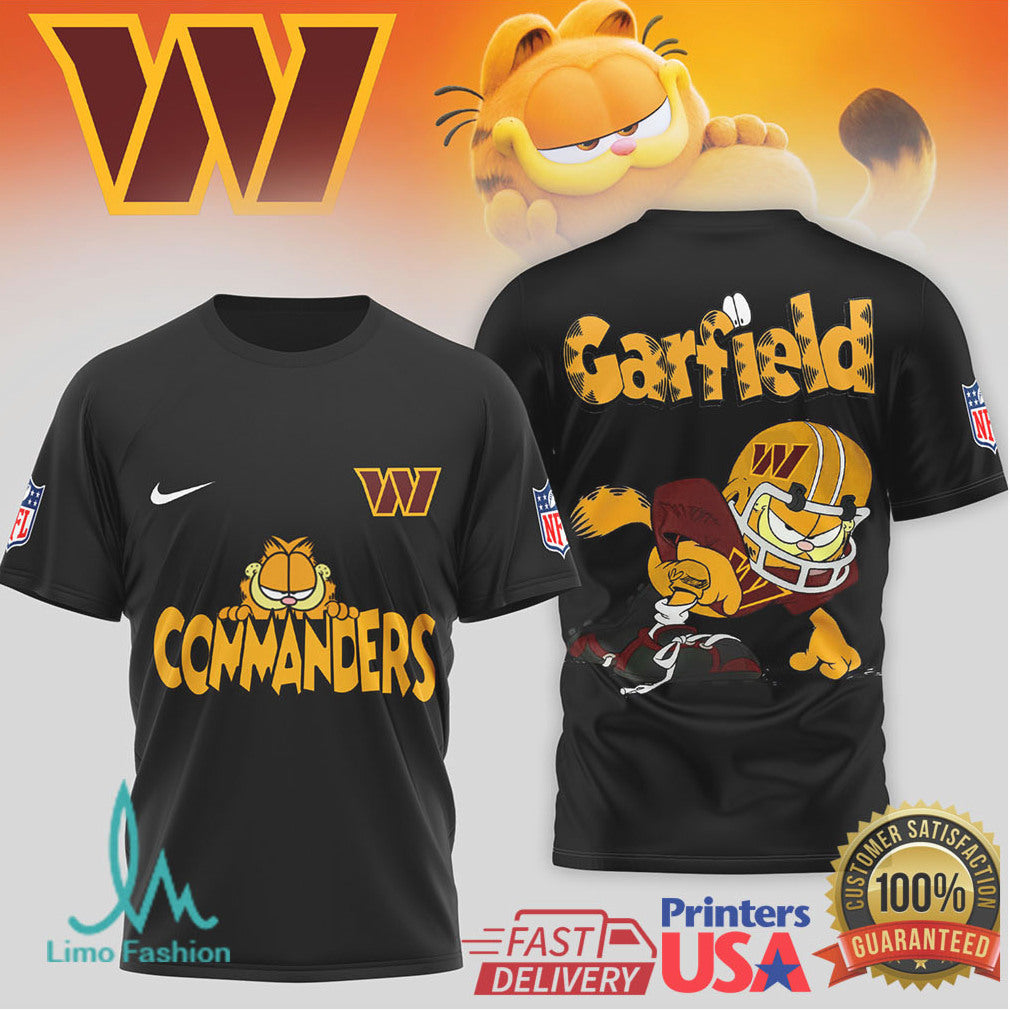 Garfield x Washington Commanders NFL Character Mashup T Shirt - Limotees LLC