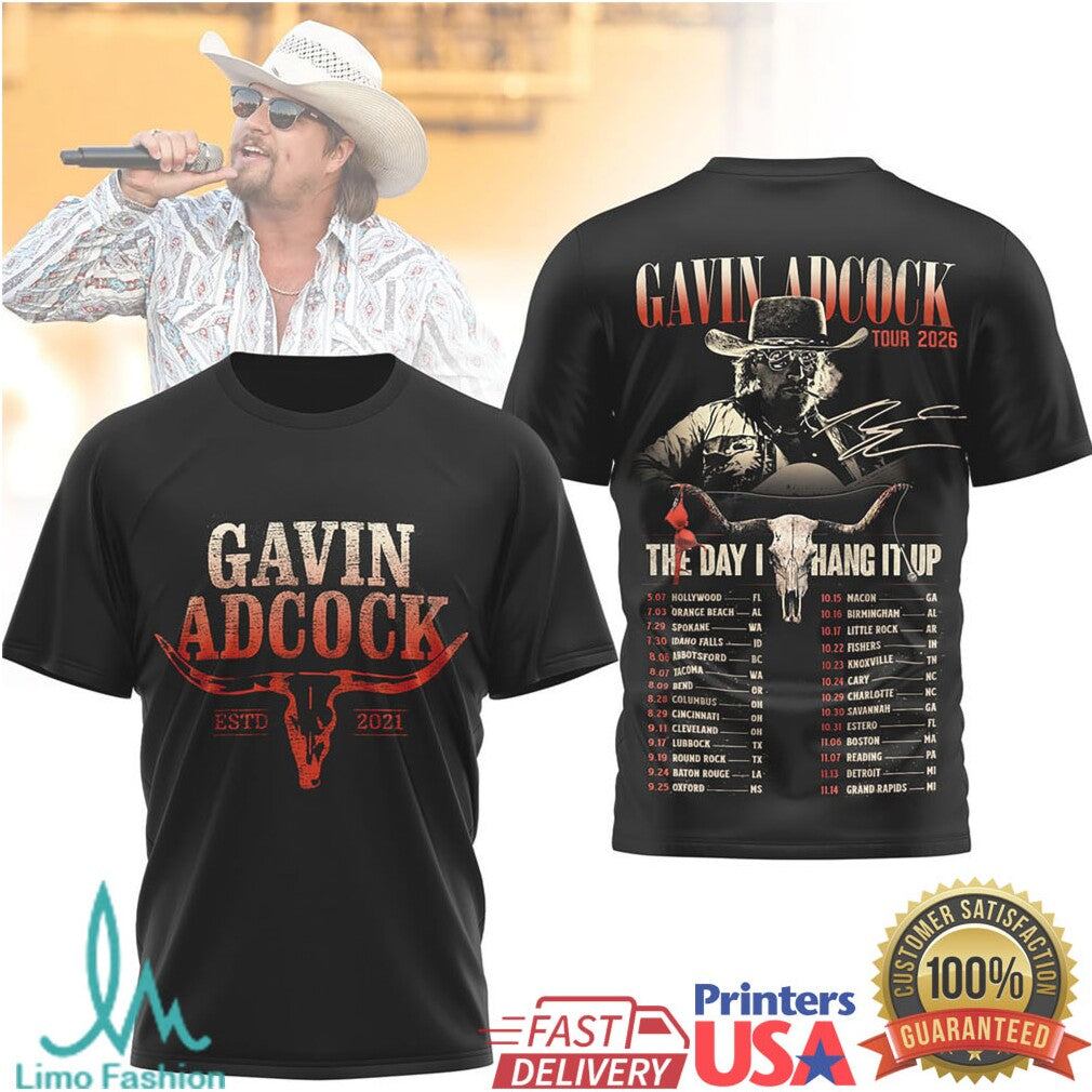 Gavin Adcock 2026 Tour “The Day I Hang It Up” Country Music T Shirt - Limotees LLC