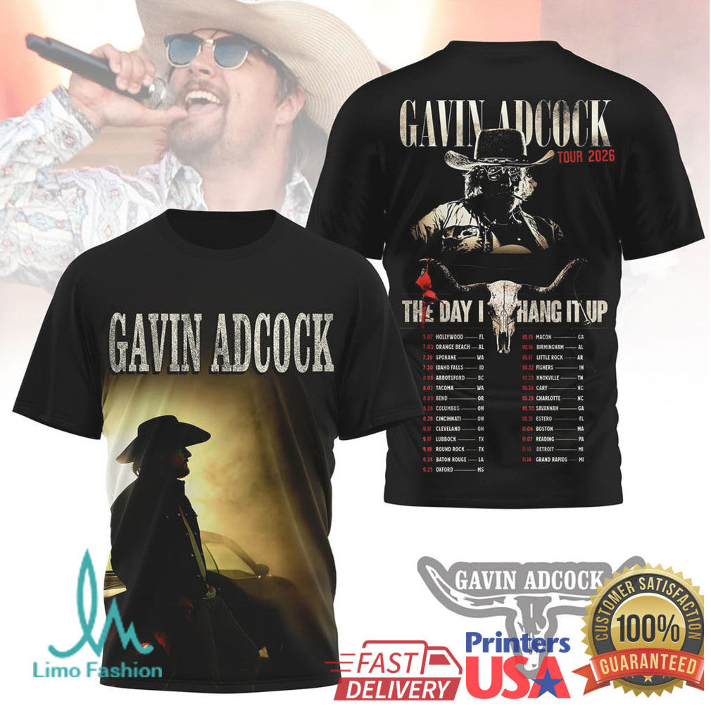 Gavin Adcock The Day I Hang It Up Tour 2026 Country Music T Shirt - Limotees LLC