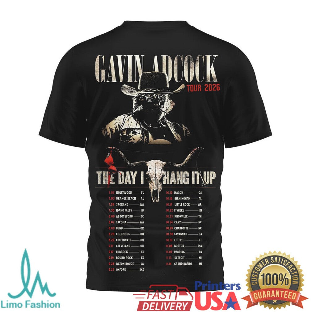 Gavin Adcock The Day I Hang It Up Tour 2026 Country Music T Shirt - Limotees LLC