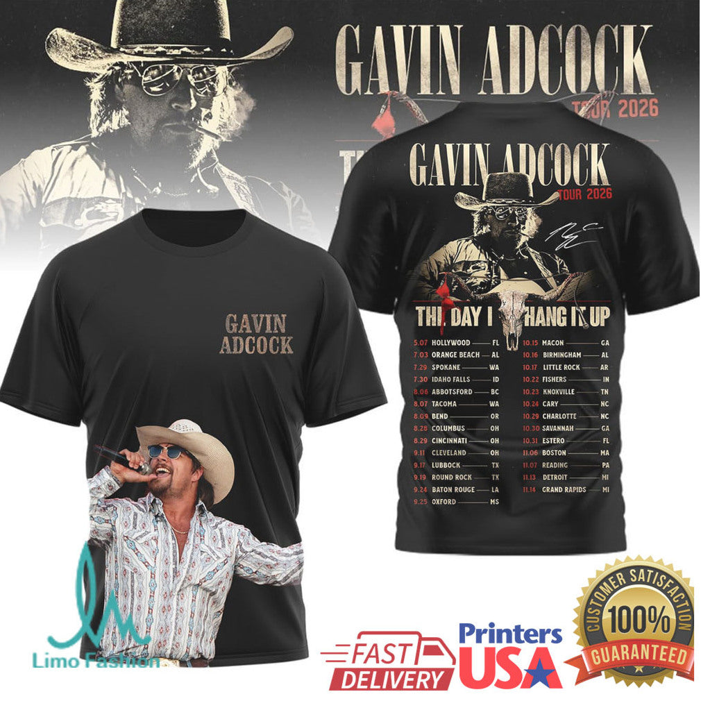 Gavin Adcock Tour 2026 The Day I Hang It Up Country Music Apparel - Limotees LLC