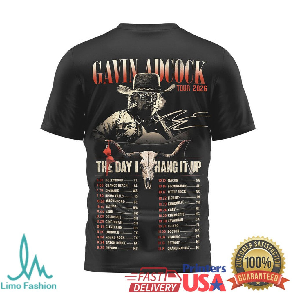 Gavin Adcock Tour 2026 The Day I Hang It Up Country Music Concert T Shirt