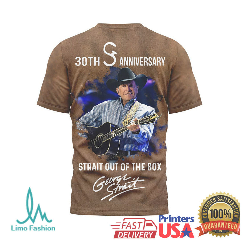 George Strait 30th Anniversary “Strait Out Of The Box” Brown T Shirt - Limotees LLC