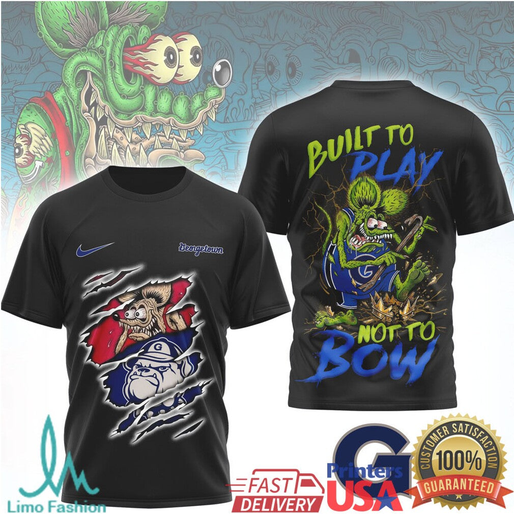Georgetown Hoyas Rat Fink Style T Shirt Built to Play Not to Bow - Limotees LLC