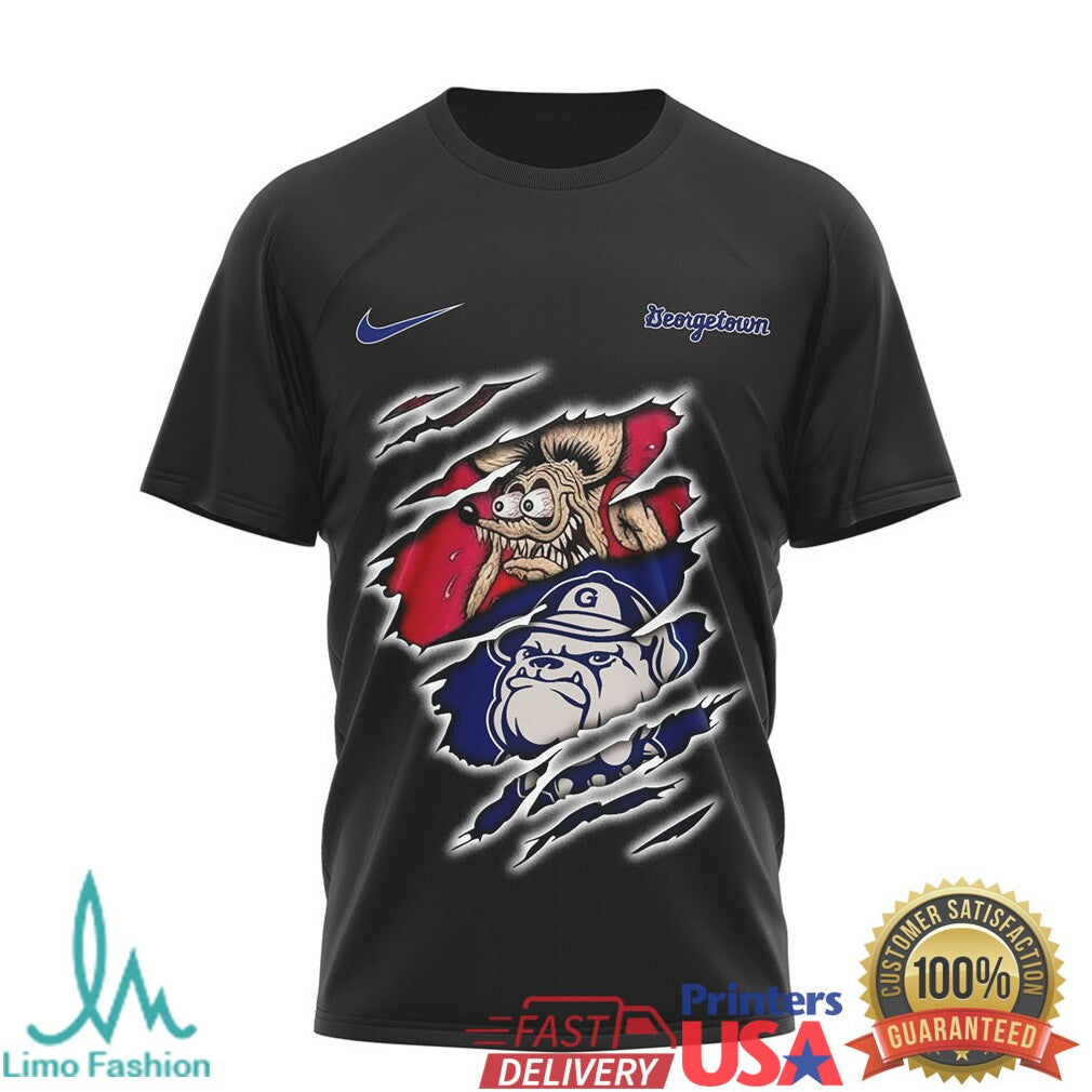 Georgetown Hoyas Rat Fink Style T Shirt Built to Play Not to Bow - Limotees LLC