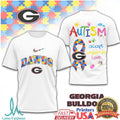 Georgia Bulldogs Autism Awareness Dawgs Puzzle Ribbon T Shirt - Limotees LLC