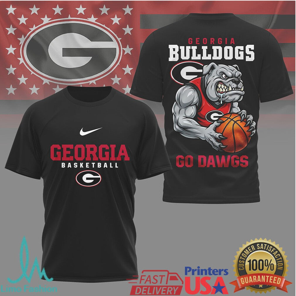 Georgia Bulldogs Basketball Shirt Go Dawgs Mascot Graphic Tee - Limotees LLC