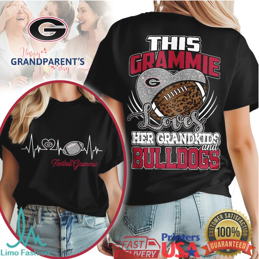 Georgia Bulldogs Football Grammie Heart Leopard Print Gameday T Shirt - Limotees LLC