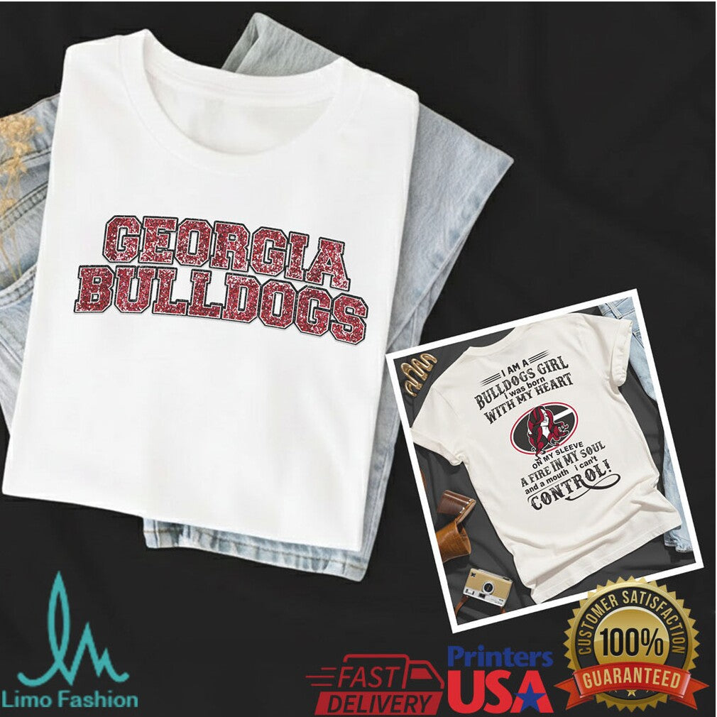 Georgia Bulldogs Girl Heart on My Sleeve Soul on Fire T Shirt