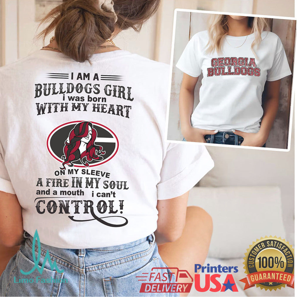 Georgia Bulldogs Girl Heart on My Sleeve Soul on Fire T Shirt